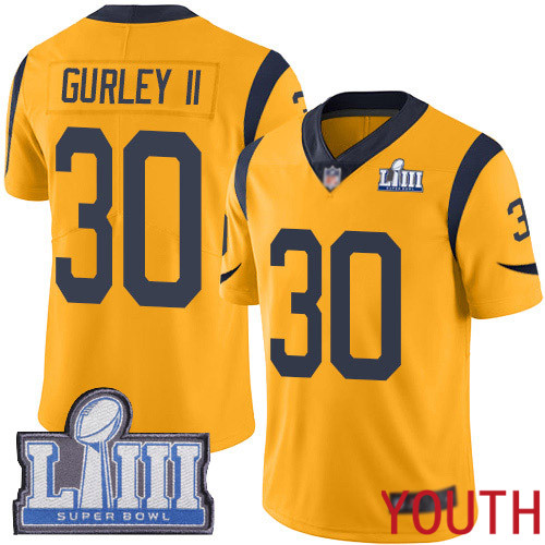 Los Angeles Rams Limited Gold Youth Todd Gurley Jersey NFL Football 30 Super Bowl LIII Bound Rush Vapor Untouchable